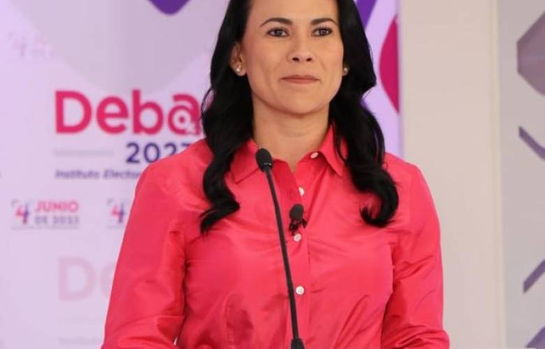 Destaca Del Moral en debate 20 años de carrera intachable y eficaz, cuestiona a Delfina Gómez los diezmos en Texcoco