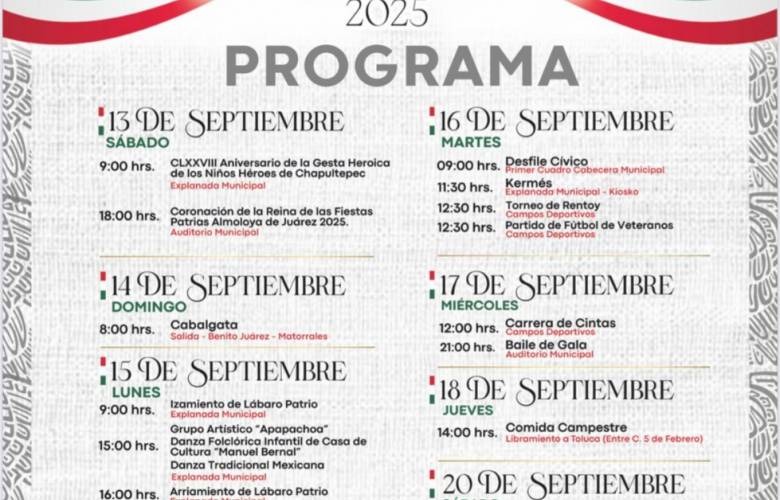 Presenta Adolfo Solis programa de festejos patrios en Almoloya de Juárez