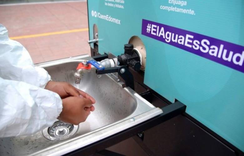 Instalan 50 puntos sanitarios para el lavado de manos en el edoméx
