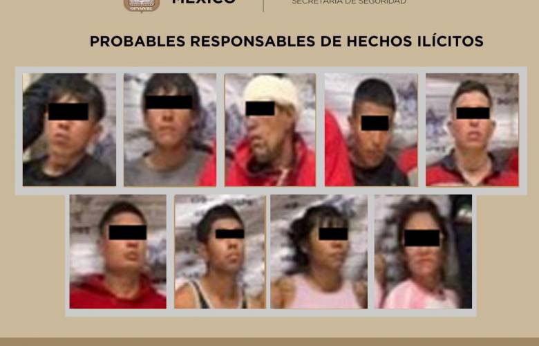 Detienen en Tezoyuca a nueve presuntos responsables de extorsión y delitos relacionados
