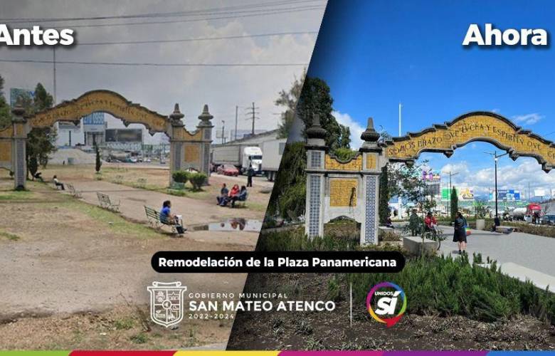 En San Mateo Atenco entregan plaza Panamericana renovada y más segura 