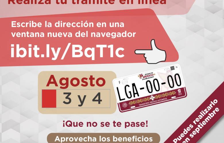 Podrán reemplacar en septiembre vehículos con placas terminación 3 y 4: Secretaría de Finanzas