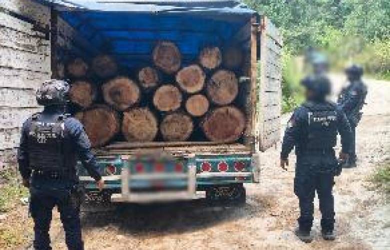 Detienen a sujeto con madera ilegal tras persecución en Almoloya de Juárez