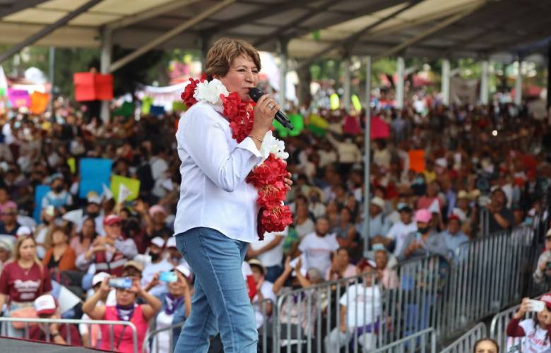 Delfina Gómez proclama triunfo en el debate, ante simpatizantes de Ixtapaluca, Chalco y Valle de Chalco 