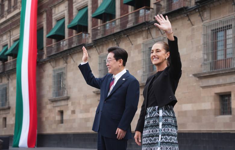 Recibe Claudia Sheinbaum al presidente de Corea, Lee Jae-myung, en Palacio Nacional