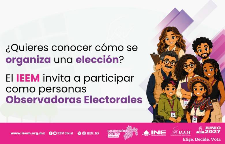 Invita IEEM a ciudadanía a participar como observadora en elección de 2027