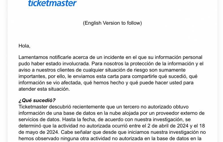 Usuarios denuncia hackeo de Ticketmaster que podría ponerles en riesgo