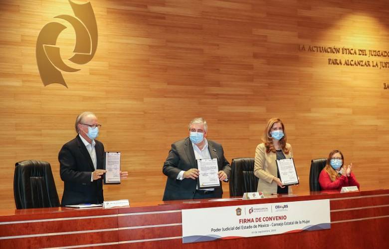 Firman convenios pjedomex - cemybs para atender violencia contra la mujer