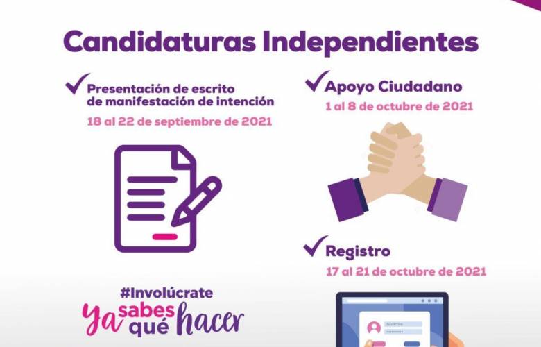 Fecha límite de 22 de septiembre para presentar escrito de manifestación de intención a candidatura independiente