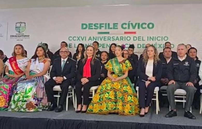 Realiza Zinacantepec desfile cívico por el 216 aniversario de la Independencia