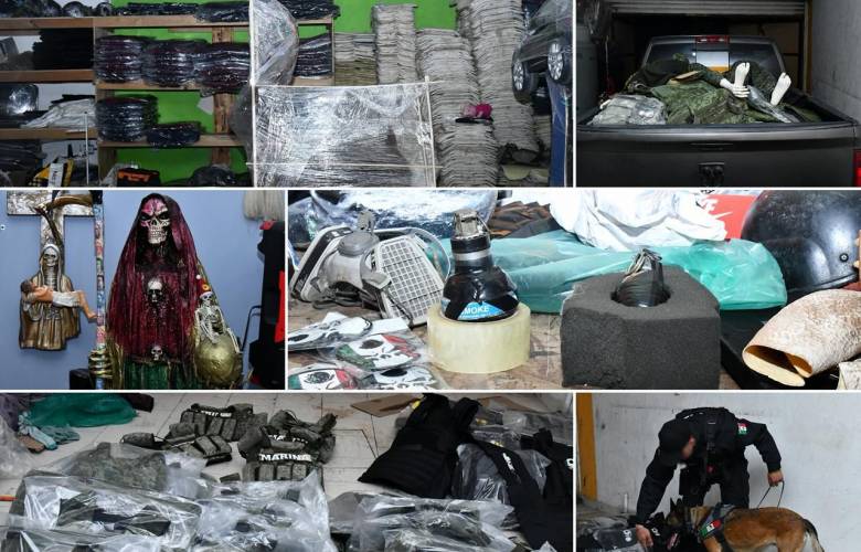 Aseguran uniformes, insignias y equipo táctico apócrifo en Ecatepec 