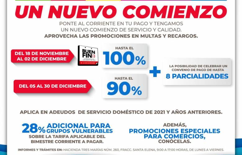 Organismo de Agua de San Mateo Atenco mantiene promociones y descuentos en el 