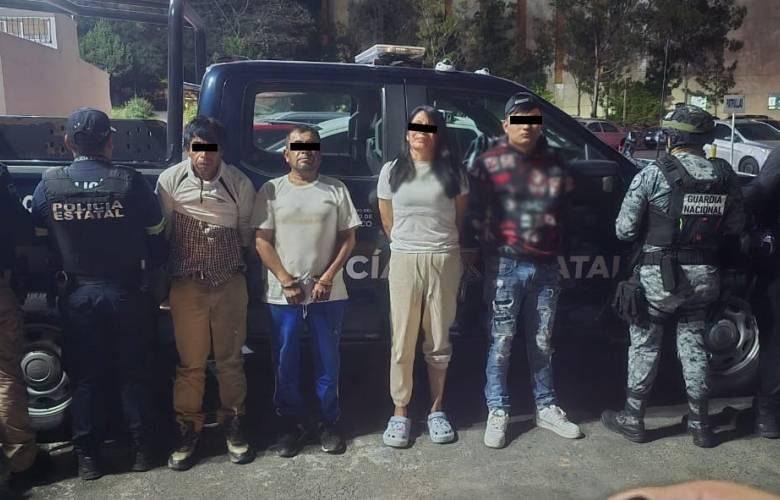 Detienen en Coyotepec a cuatro personas con presunta droga durante operativo de seguridad
