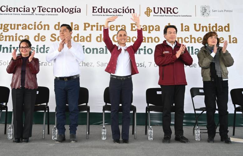 Anuncia Sheinbaum beca de transporte para estudiantes de la UNRC e inaugura unidad académica en San Luis Potosí