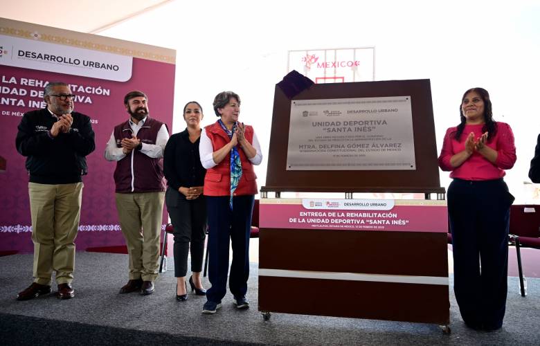 Rehabilita Gobernadora Delfina Gómez Álvarez la Unidad Deportiva Santa Inés en Nextlalpan con una inversión de 27 mdp
