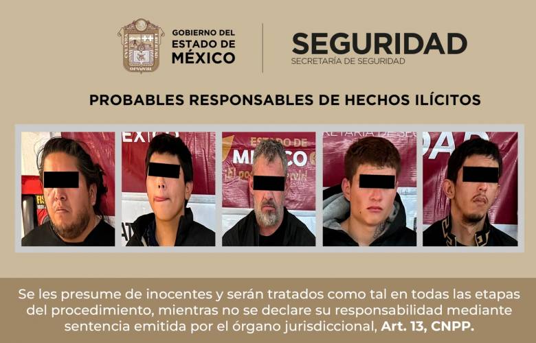 Detienen a Cinco por Homicidio y Delitos Contra la Salud