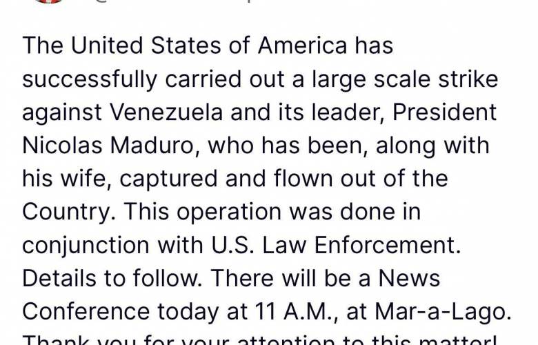 Detuvo Estados Unidos a NICOLÁS MADURO mediante incursión militar