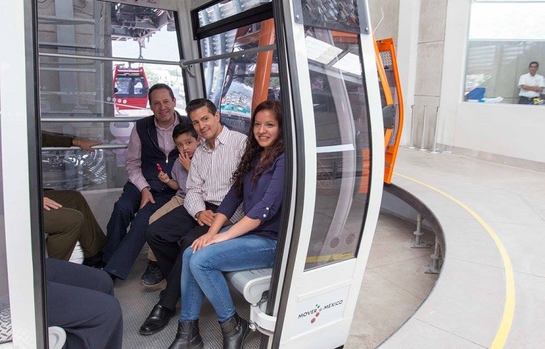 Inauguran enrique peña y eruviel ávila el mexicable, primer teleférico para transporte público en méxico