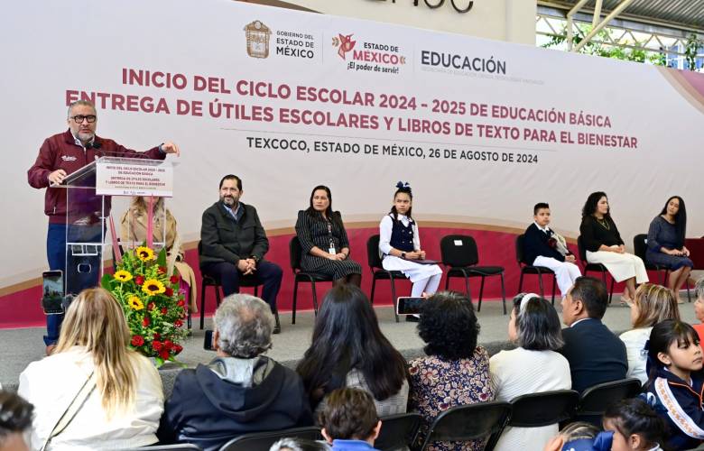 Horacio Duarte arranca ciclo escolar 2024-2025 en primaria donde estudió la Gobernadora Delfina Gómez