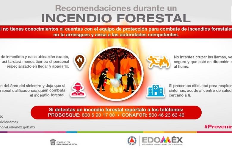 Emite protección civil Edoméx recomendaciones ante incendios forestales