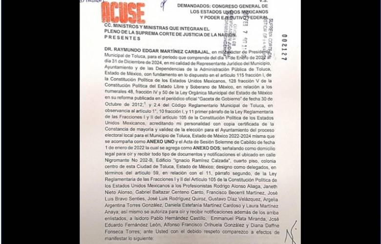 Presenta Toluca Controversia Constitucional contra la Ley General de Comunicación Social