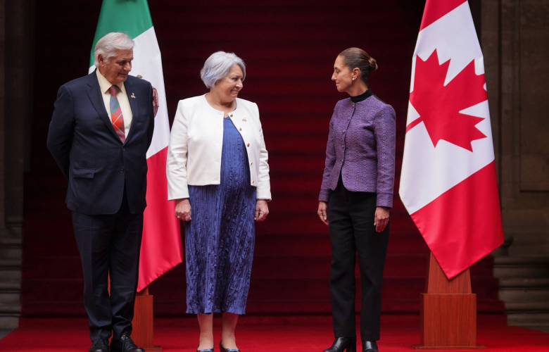 Recibe Presidenta Claudia Sheinbaum a la gobernadora general de Canadá, Mary Simón, en el palacio nacional 