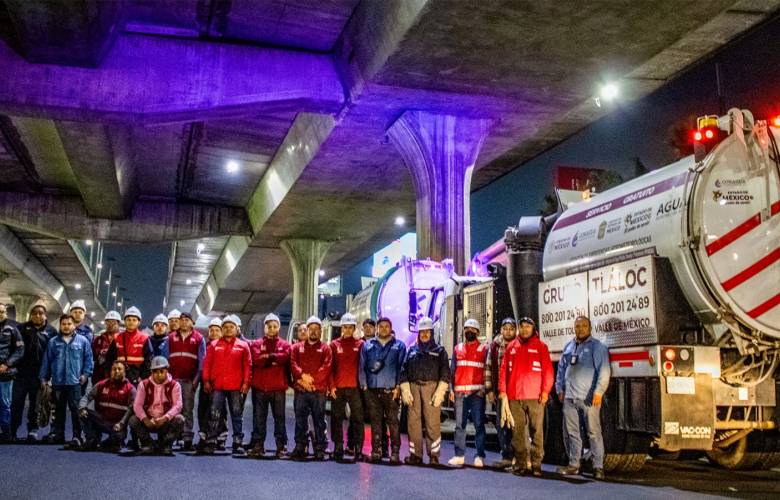 Avanza desazolve en Periférico Norte para reducir riesgo de inundaciones en el Valle de México