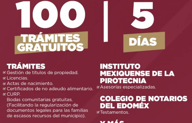 Acercan más de 100 trámites con jornadas por la justicia social del 12 al 16 de febrero en Almoloya de Juárez