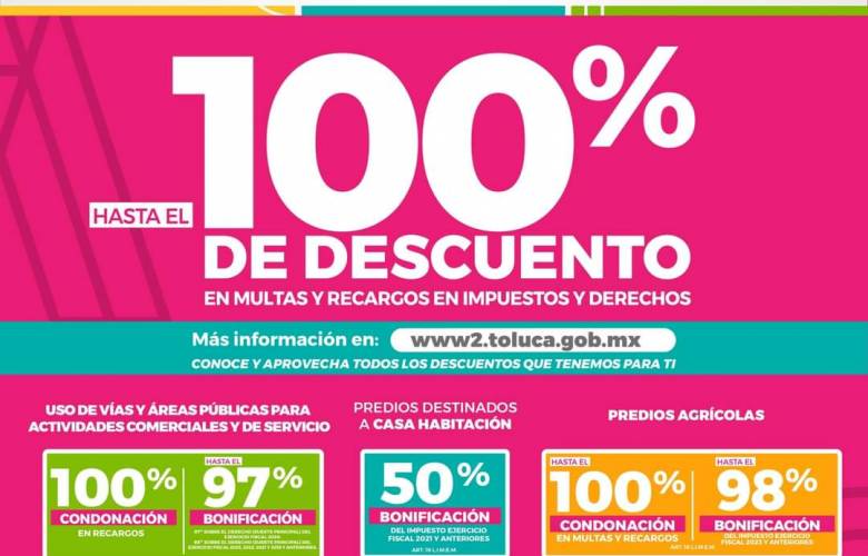 Vigente en Toluca campaña de regularización fiscal para pago de derechos de uso de vía y áreas públicas 