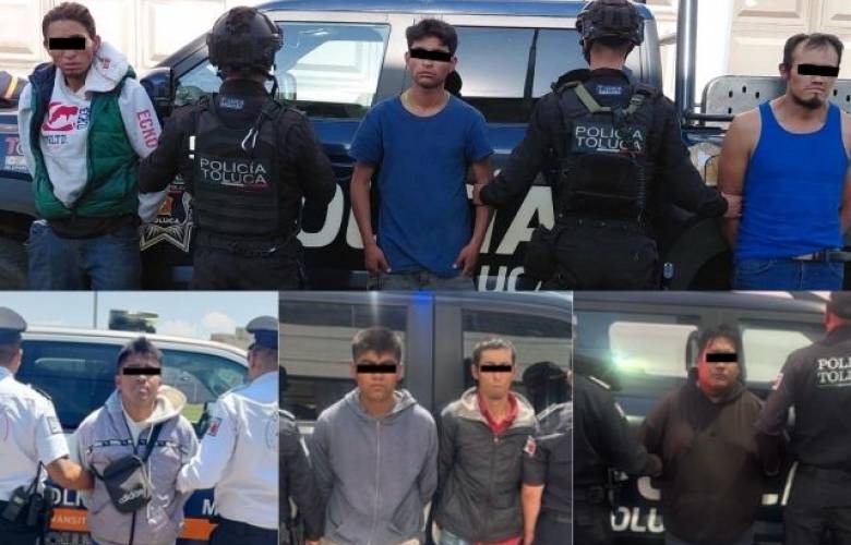 Detienen a siete presuntos implicados en robo de vehículos y aseguran unidades en Toluca