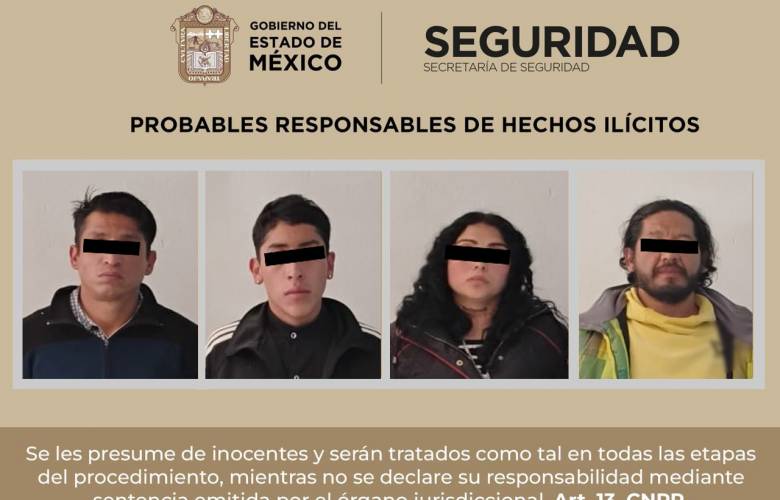 3 hombres y 1 mujer fueron detenidos por elementos de SSEM y policía local por probable despojo 