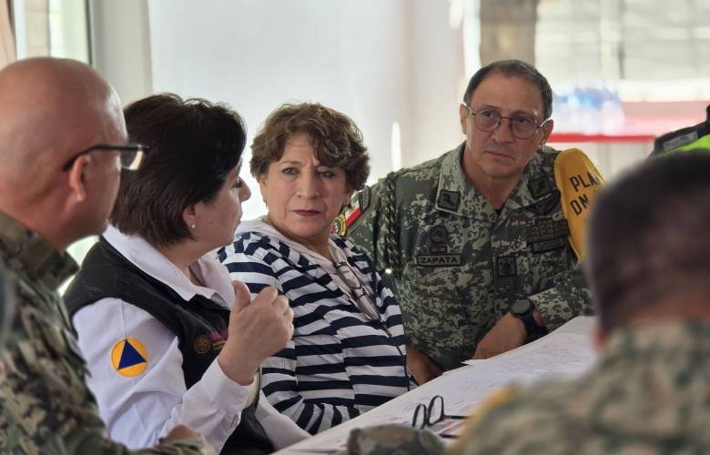 Gobernadora Delfina Gómez, Coordinadora Nacional de Protección Civil y Fuerzas Federales se reúnen en Chalco