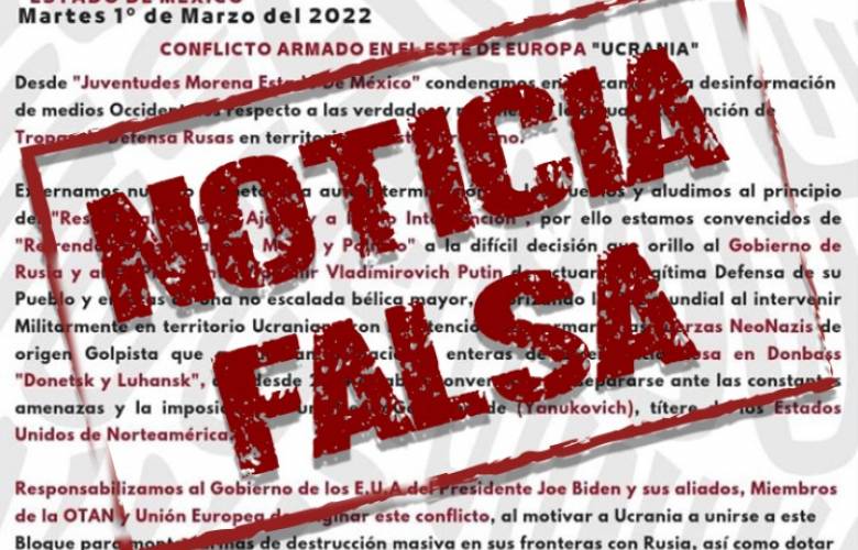 El Secretario de Jóvenes de Morena en el Edomex desconoce Información difundida por Embajada de Rusia  