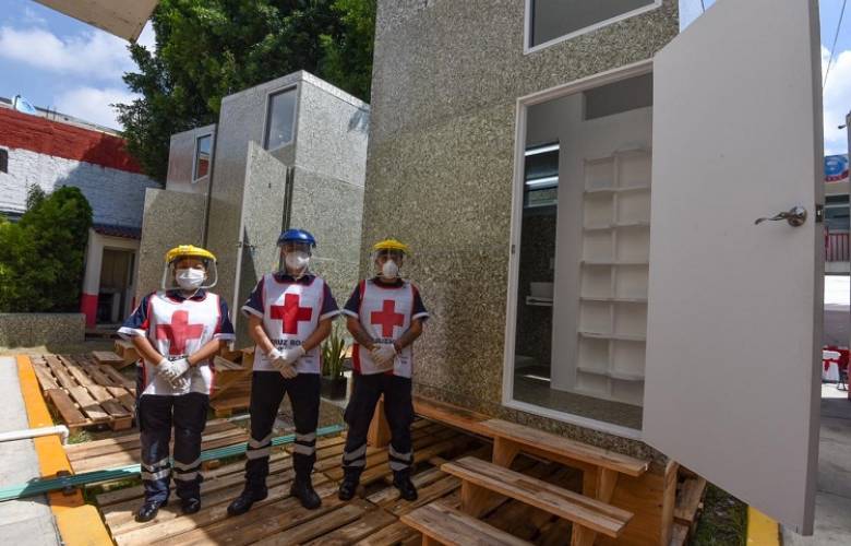 Entregan a cruz roja en ecatepec pabellón de vivienda temporal