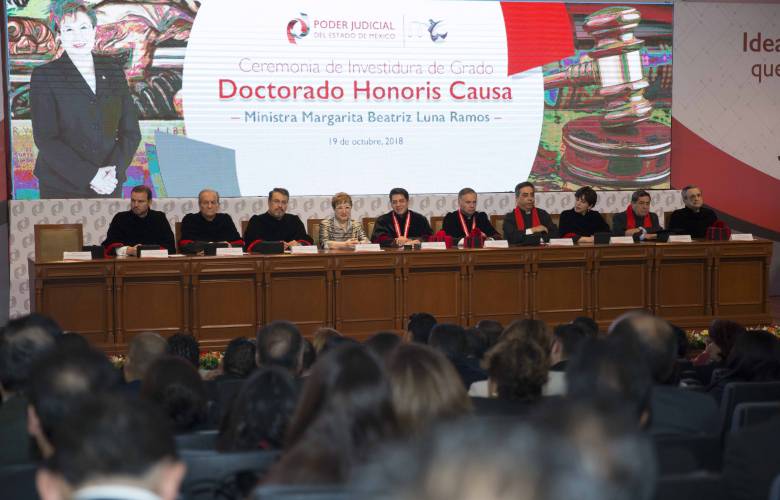 Distingue la escuela judicial del estado de méxico a la ministra luna ramos con un doctorado honoris causa