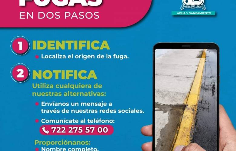 Pide Toluca reportar fugas de agua 