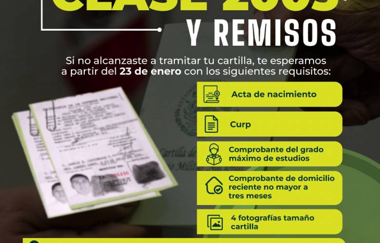 Invita Toluca a jóvenes clase 2005 y remisos a tramitar su cartilla del servicio militar 