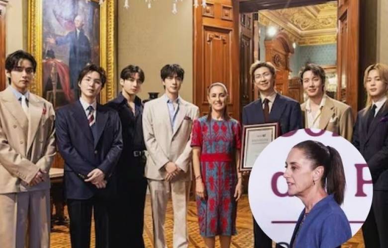 Celebra Sheinbaum visita de BTS a Palacio Nacional y destaca conexión con México