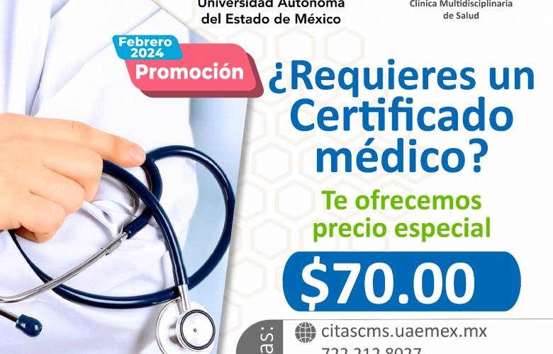 Ofrece UAEMéx certificados médicos a costo accesible