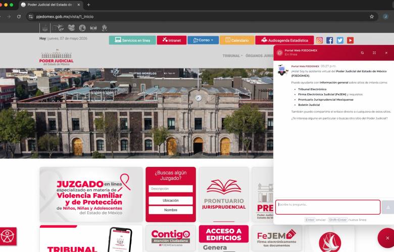 Lanza Poder Judicial del Edomex “Justibot”, asistente virtual con IA